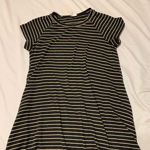 Babydoll dress, black cream gold, with pockets